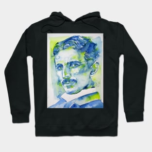 NIKOLA TESLA watercolor portrait .10 Hoodie